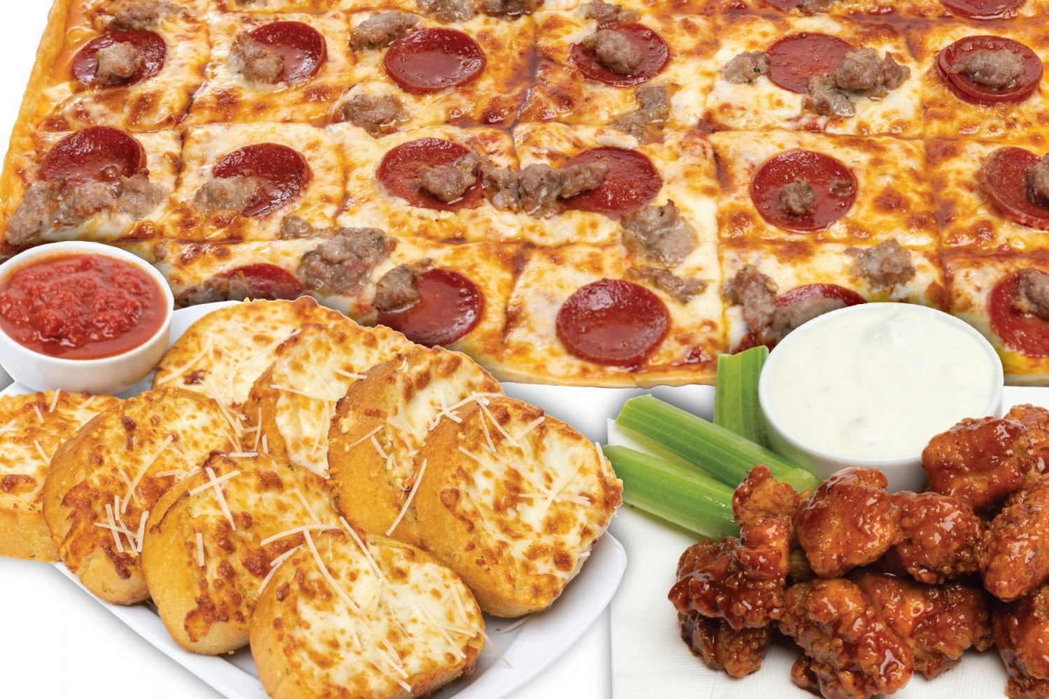 Football Deal 18" 2 topping pizza, cheesy garlic bread and boneless wings