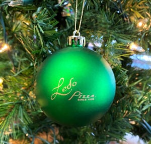 Ledo Pizza Ornament on Christmas Tree