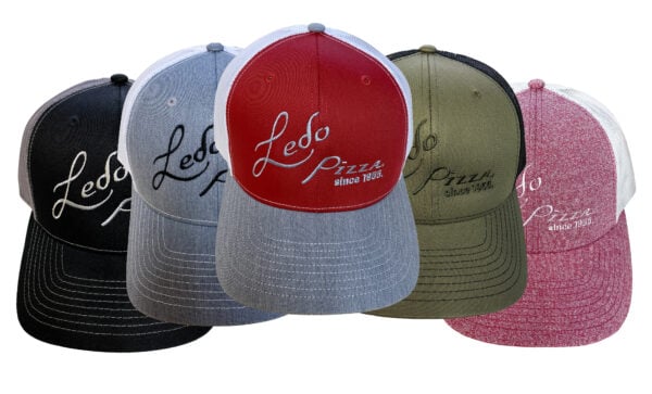 Arrangement of Ledo Pizza Hats