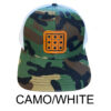 Camouflage Trucker Hat with Square Emoji Leather Patch