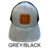 Grey and Black Trucker Hat with Square Emoji Leather Patch