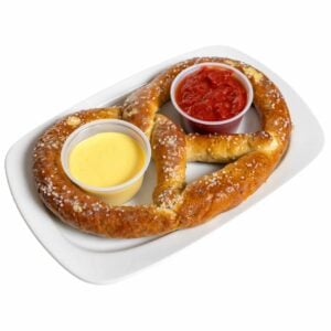 Soft Pretzel with Honey Mustard and Ledo Sauce for dipping.