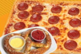 Pizza and pretzel deal: 14" 1 -topping ledo pizza, and a soft pretzel served with 2 sauces.