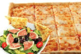 Square deal featuring 14" cheese pizza and ledo italian salad